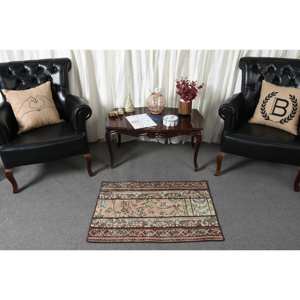 Alfombra clásica de lana de retazos rojo y verde de 2,3x3,1 pies, alfombra turca para sala de estar, respaldo de látex para decoraciones de sala de estar - Product Image 2