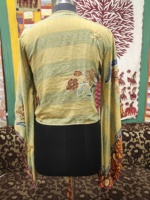 Blusa de Sari de Seda Estilo Boho Hippie para Mujer con Lazo Delantero, Corta, sin Cuello, Estampado Floral, para Playa o Verano