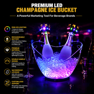 Hielera de Acrílico Transparente con Luz LED Multicolor y Logotipo Personalizado, Enfriador de Vino y Champán para Fiestas, Bodas y Eventos - Product Image 3