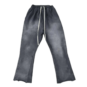 <b>Men's</b> Acid Wash Flare Pants Wide Leg Fleece Sweatpants Printed Jogging Running Sports Fitness Casual <b>Trousers</b> - Product Image 4