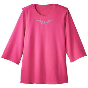 เสื้อปักลายสำหรับผู้หญิงใส่ในบ้านเสื้อคอกลมเปิดหลังได้อย่างง่ายดายเสื้อบำบัดการฟอกเลือดจากคีโม - Product Image 5