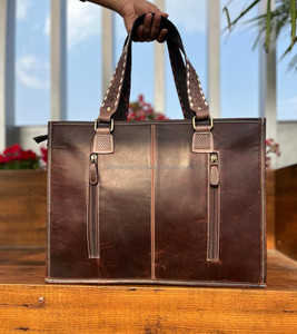 Nueva llegada Western Navajo Real hecho a mano Jacquard cuero bolso de mano Venta caliente Vintage cuero genuino mujeres bolso de compras diarias - Product Image 4