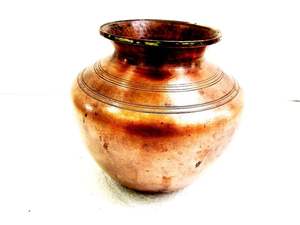 Olla de agua de Lota de cobre artesanal con acabado brillante para ceremonias espirituales prácticas diarias de bienestar y estilo de vida saludable - Product Image 2
