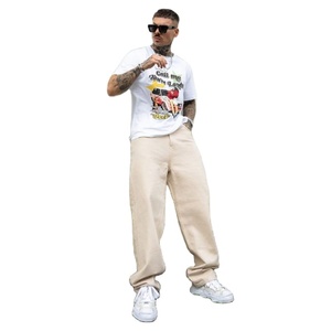 Jean en denim beige vintage taille haute coupe droite style rétro, jambe large, écologique, respirant, délavé, mode automne, taille 26-40 - Product Image 1