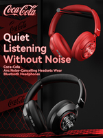 Casque de jeu sans fil supra-auriculaire Coca-Cola T07 avec ANC, son Hi-Fi HD, basses profondes, design léger et confortable