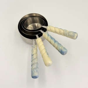 Long Resin Handle <b>Measuring</b> Scoop <b>Set</b> 202 Stainless Steel Coffee Spoon Powder Wood Coffee Scoops <b>Measuring</b> Spoon for Baking - Product Image 3