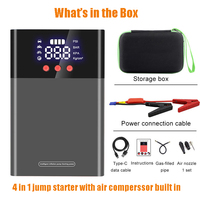 Démarreur de batterie portable 12V avec écran LED, compresseur d'air et gonfleur de pneus 150 PSI multifonction pour camions