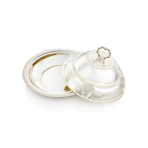 Plateau de service nickelé en acier inoxydable avec couvercle Accessoires de restauration pour hôtel et restaurant Serveur de nourriture pour fêtes de mariage en gros - Product Image 1