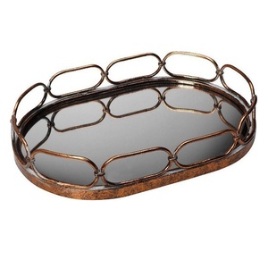 Bandeja de servicio dulce para aperitivos Bandeja de acabado con incrustaciones de hueso negro Bandeja de servicio de madera - Product Image 4