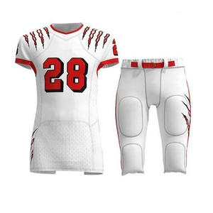 ชุดยูนิฟอร์มอเมริกันฟุตบอลแบบสั้นแขนสั้น สีสันตามสั่ง ผลิตด้วยเทคนิค Sublimation ขายดีสำหรับผู้ใหญ่ ออกแบบโลโก้ตามสั่ง ผลิตจากโพลีเอสเตอร์ 100% - Product Image 1