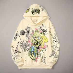2024 sweat à capuche personnalisé en gros Streetwear hommes S sweats à capuche imprimer unisexe uni de haute qualité surdimensionné coton biologique silicone décontracté - Product Image 3