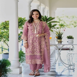 Meilleur tissu pour les festivals, organza doux avec broderie, salwar kameez pour femme, fabricant de mode, prix le plus bas en vente - Product Image 1