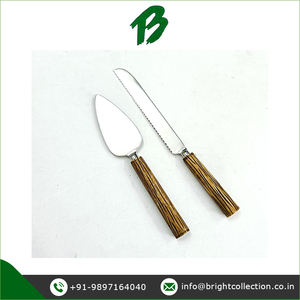 Fabriqué en Inde de haute qualité Vintage Royal Design Hotel & Restaurant utilisation gâteau serveur ensemble de poignée en os naturel pour mariage - Product Image 2