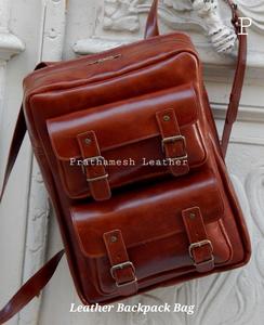 Mochila de cuero minimalista seguro espacioso precio al por mayor clásico hecho a mano negocio directo de fábrica tendencia de descuentos a granel - Product Image 6