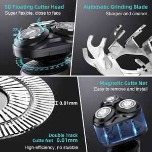 Rasoir Électrique Rotatif Sans Fil pour Homme, Utilisation Humide et Sèche, Rechargeable, Tondeuse à Pattes IPX7 pour le Visage, Idéal Voyage, Affichage Lumineux - Product Image 3