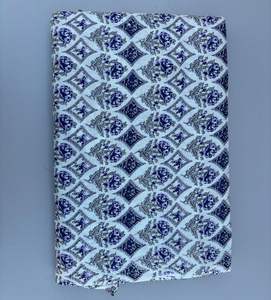 Blue Vintage Ethnic Floral Fabric Handmade Indian Cotton Lightweight Summer Swing Crafting Fabric Happy Print for Runway Home - Product Image 1