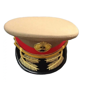 Chapeau de fanfare en cuir synthétique blanc Flûte Band Peck Chapeaux avec tresse dorée Chapeaux d'officier de qualité supérieure - Product Image 1