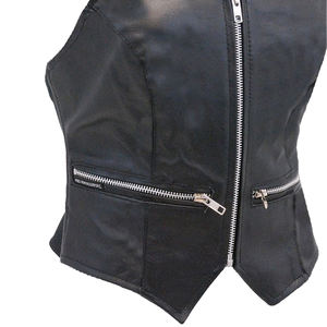 <b>Leather</b> Motorcycle <b>Biker</b> <b>Vest</b> Singlet Outdoor Zipper Fashionable Sleeveless Top <b>Vest</b> Jogging Fitness Faux Singlet Top Ladies - Product Image 4
