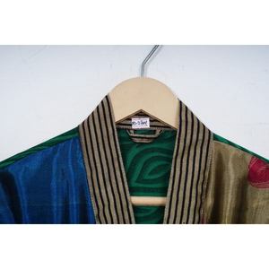 Free Size Vintage Floral <b>Silk</b> <b>Kimono</b> Robe Women's Sleepwear for Warm Weather for Beach Wear in Summer - Product Image 6