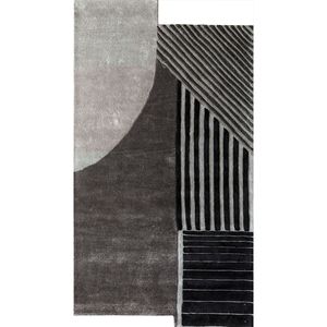 TNQ-1133 Abstract <b>Hand</b> <b>Tufted</b> Wool & Viscose <b>Rug</b> Grey & Black Plush Carpet for Home Living Room for Exhibitions - Product Image 1