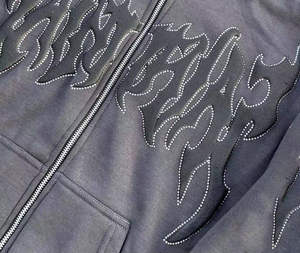 เสื้อฮู้ดดี้เทอร์มอลแบบยูนิเซ็กซ์ ดีไซน์สุดฮิต คุณภาพสูง น้ำหนัก 500GSM พิมพ์ลายพัฟฟ์ ล้างสีแบบแอซิดวอช สำหรับผู้ชาย ทรงขาบาน ซิปด้านล่าง - Product Image 5