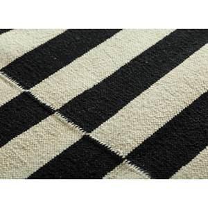 Tapis en laine faits main Alhambra, rayés gris et noir, tissage plat, pour chambre à coucher ou chambre d'adolescent, tapis rectangulaire pour usage domestique - DW-176 - Product Image 3