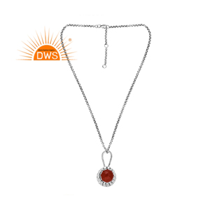 Meilleure vente collier pendentif en argent sterling oxydé naturel en onyx rouge avec pierres précieuses fabricant de bijoux personnalisés - Product Image 1
