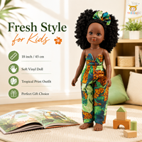 Poupées TUSALMO pour filles, 18 pouces, pas chères, afro-américaines, en vinyle souple, cheveux bouclés, jouets pour enfants, jouets éducatifs pour enfants, OEM