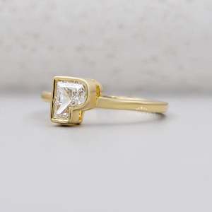 Gold P <b>Initial</b> <b>Ring</b> <b>with</b> Lab Grown Diamond - Product Image 2