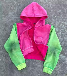 Vente en gros de sweats à capuche personnalisés pour hommes à triple fermeture éclair, lavage à l'acide, effet délavé, surdimensionné, streetwear, pull-over, fournisseur. - Product Image 1