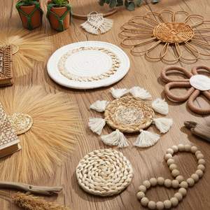 Ensemble de décoration murale artisanale soleil et nuage en rotin et jonc de mer pour chambres d'enfants, salles de jeux et décoration intérieure - Product Image 4