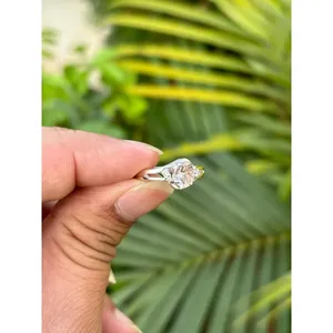 925 <b>Silver</b> Natural Morganite <b>Statement</b> <b>Ring</b> with Turquoise Gemstone Rhodium Plated Oval Cut Romantic Engagement <b>Ring</b> - Product Image 2