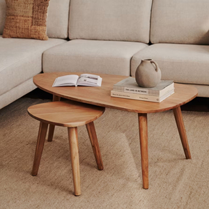 Table basse ronde en teck moderne et simple, meubles de jardin et de patio pour les hôtels de plage et l'extérieur - Moza - Product Image 2