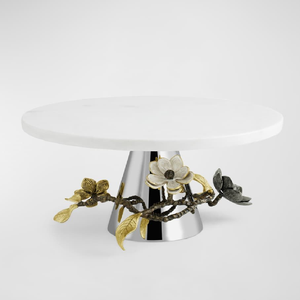 Soporte de pastel de mármol, base floral moderna, pedestal cromado, diseño único, exhibición elegante de postres, venta al por mayor. - Product Image 1