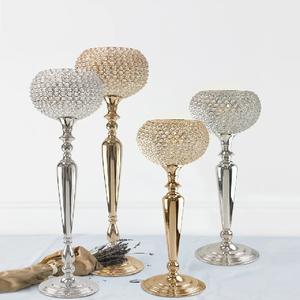 Chandelier plaqué or et argent brillant chaud avec bougeoir votif en cristal avec Logo personnalisé et utilisation pour la décoration de la maison - Product Image 1