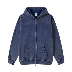 Sudaderas con cremallera en blanco lavadas de alta calidad al por mayor con logotipo personalizado sudaderas con capucha con cremallera completa de gran tamaño con logotipo personalizado para hombres - Product Image 5