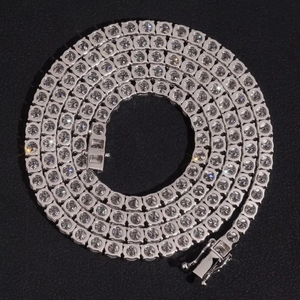 Cadena DE TENIS cultivada en laboratorio de 18 pulgadas, Juego de puntas de corte brillante redondo, joyería de lujo para Unisex chapada en oro de plata o 10K - Product Image 6