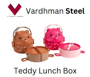 Boîtes à lunch en plastique pour enfants de qualité supérieure, vente en gros, contenants à lunch Teddy Bento avec cuillère et fourchette, sans BPA - Product Image 5