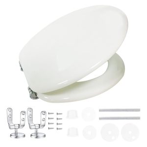 Asiento de Inodoro de Madera MDF Ultra Resistente HM, 3.4 kg, Blanco, Tapa y Asiento Alargados para Baños - Product Image 4