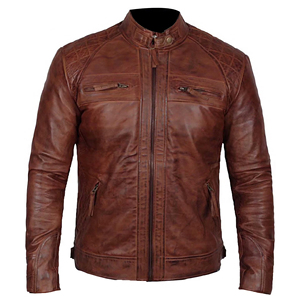 Chaquetas de cuero ajustadas para hombre Chaqueta marrón Chaqueta de cuero de vaca de moda de Pakistán de alta calidad para hombre - Product Image 1