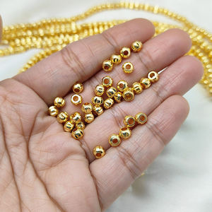 Cuentas espaciadoras de crimpado de bola chapadas en oro para fabricación de joyas-Cuentas de latón de alta calidad-Cuentas de metal al por mayor - Product Image 2