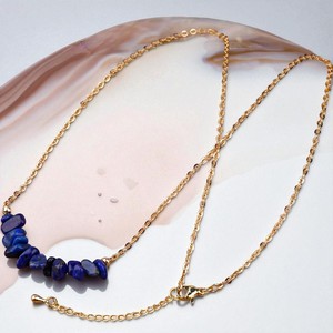 Collar de piedras preciosas de lapislázuli con cuentas chapadas en oro de 14K-Collar de cadena de eslabones para mujer-Regalo de Navidad - Product Image 1
