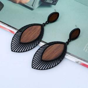 Wooden Earrings for Women - Big Round <b>Circle</b> Geometric <b>Wood</b> Drop Dangle Hook Earrings Dangle Lightweight Drop Bohemian Pendant - Product Image 5