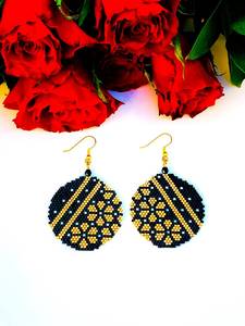 ต่างหูลูกปัดแก้วดีไซน์ทันสมัยประดับด้วยเทอร์ควอยซ์และพู่ห้อยระย้า ของขวัญเครื่องประดับสุดพิเศษจาก MS Handicraft - Product Image 4