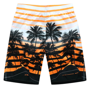 Nuevos pantalones cortos de playa de verano para hombre, cintura elástica con estampado de árbol de coco de secado rápido - Product Image 4