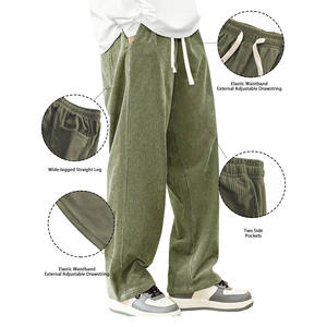 กางเกงวอร์มผ้าระบายเหงื่อผ้าเกล็ดปลาเทอร์รี่สไตล์วินเทจผ้าระบายเหงื่อซีดจางประดับพลอยเทียมสำหรับผู้ชายกางเกงวอร์มทรงตรงโค้งลายทาง - Product Image 4