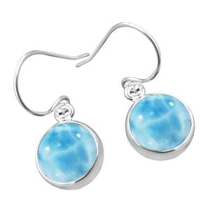 Meilleure qualité Larimar boucles d'oreilles en pierres précieuses 925 boucles d'oreilles en argent Sterling massif Larimar pour femmes filles boucles d'oreilles pendantes bijoux en argent - Product Image 1