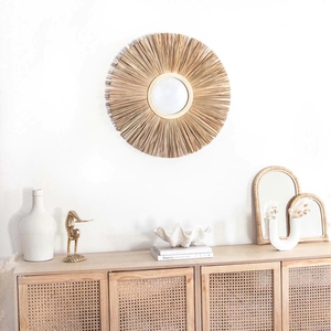 Marco de espejo de ratán natural barato al por mayor, duradero, estilo bohemio y sostenible para colgar en la pared, para decoración del hogar. - Product Image 3