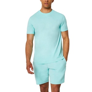 Ensembles de t-shirts et shorts confortables pour hommes, vente en gros, ensembles courts d'été personnalisés pour hommes, haute qualité, couleur unie - Product Image 1