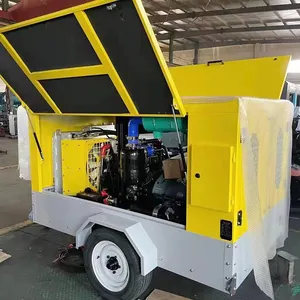 Industrial Heavy Duty Mobile Mineração Diesel Compressor De Ar Portátil 637 Cfm 18 Bar Motor Diesel Motor Yuchai Twin Engine